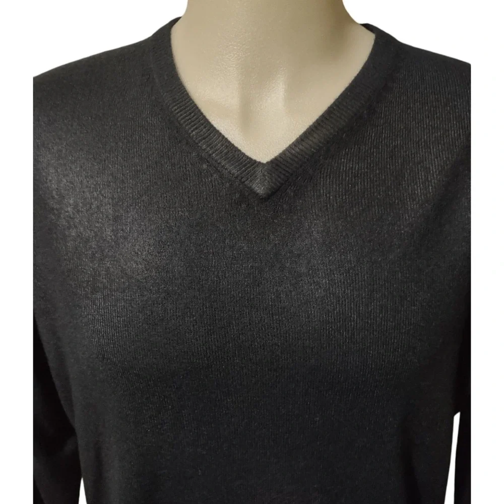 Dockers Sweater L Mens Norm Core Cabin Core Retro Streetwear Black V-Neck Knit